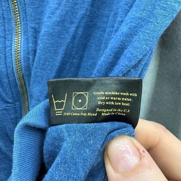 Baseballism Mens Blue Cotton Blend Long Sleeve Full Zip Up Hoodie Size Medium - Picture 10 of 10